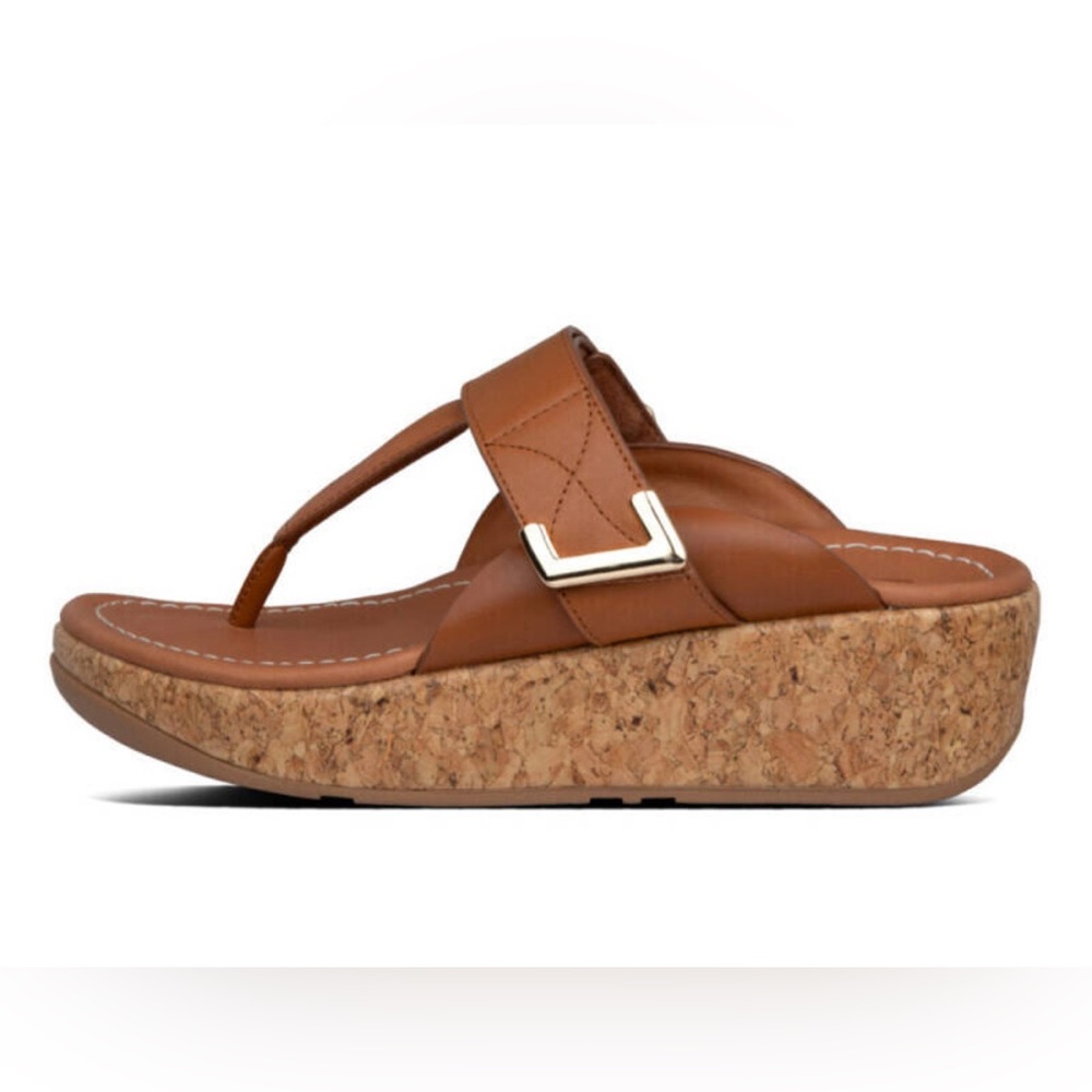 Fitflop Remi Sandal, Natural, Cork Heel, Adjustable strap, Size 7